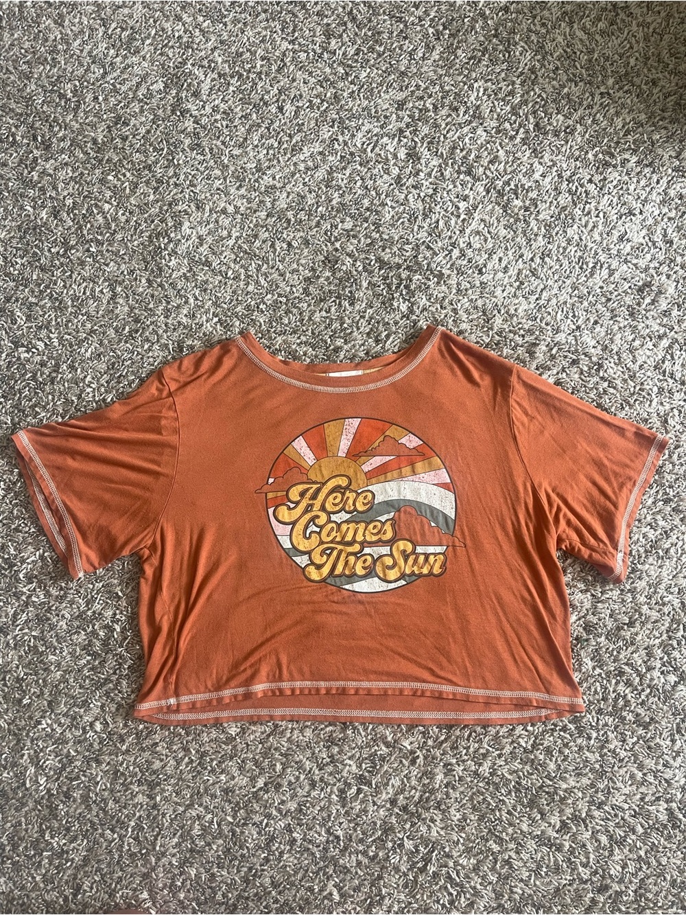Altar’d State Here Comes The Sun Orange Graphic Crop Tee